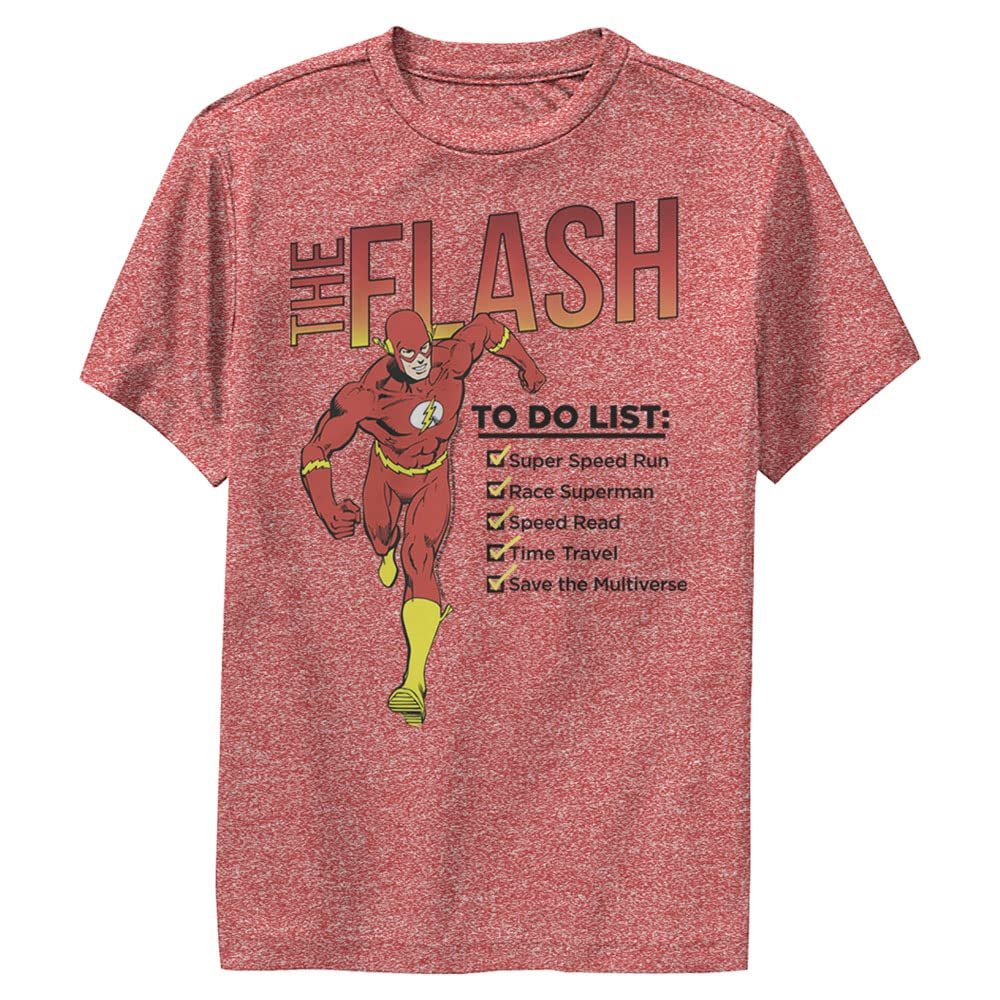 DC Comics Flash to Do Boys Short Sleeve Tee Shirt, Red Heather, Small