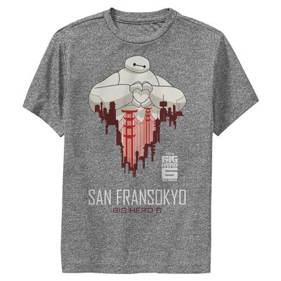Disney Boy's Big Hero 6 Series SF Love Short Sleeve Tee Shirt, Charcoal Heather, Youth Medium