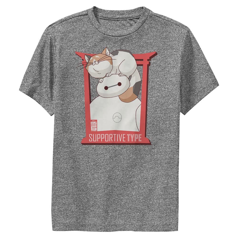 Disney Boy's Big Hero 6 Series Supportive Type Short Sleeve Tee Shirt, Charcoal Heather, X-Large