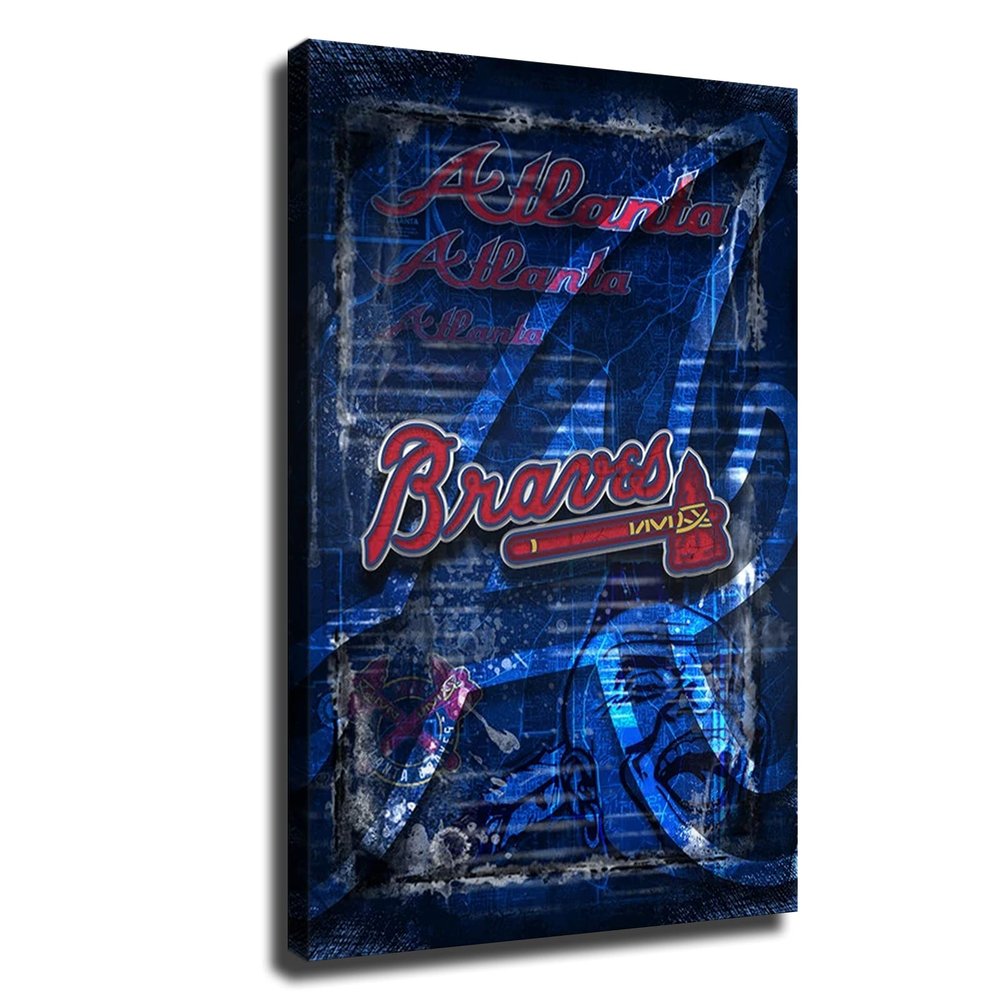 Atlanta Braves Poster Baseball Sports Canvas Wall Art Pattern Print Artwork Decor Home Decor Painting (No Framed,16x24inch)