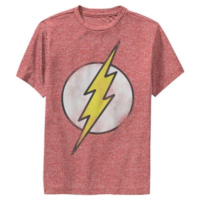 DC Comics Flash Vintage Boys Short Sleeve Tee Shirt, Red Heather, Medium