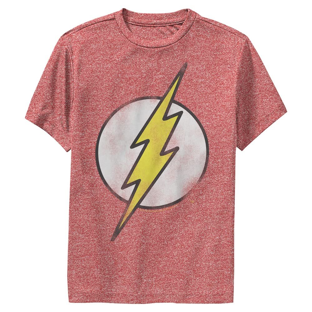 DC Comics Flash Vintage Boys Short Sleeve Tee Shirt, Red Heather, Medium
