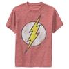 DC Comics Flash Vintage Boys Short Sleeve Tee Shirt, Red Heather, Medium view 1