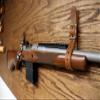 Helko Werk Germany Leather Gun Hangers - Wall Mount and Adjustable Buckle Straps for Wall Display, Racks, and Hanging Long Guns, Rifles, Shotguns, and Firearms - Made in USA (Black) #8878RBK view 3