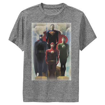 DC Comics Justice League Legends Boys Short Sleeve Tee Shirt, Charcoal Heather, Medium
