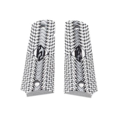 1911 Gov. Size Grips, G-10 White/Black, Fusion Logo (White Starburst)