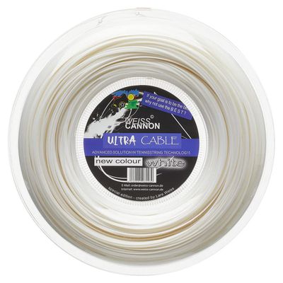 WEISS CANNON Ultra Cable Tennis String - 17L/1.23mm (White) - 660ft - 200m Reel