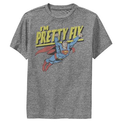 DC Comics Superman Pretty Fly Boys Short Sleeve Tee Shirt, Charcoal Heather, Medium