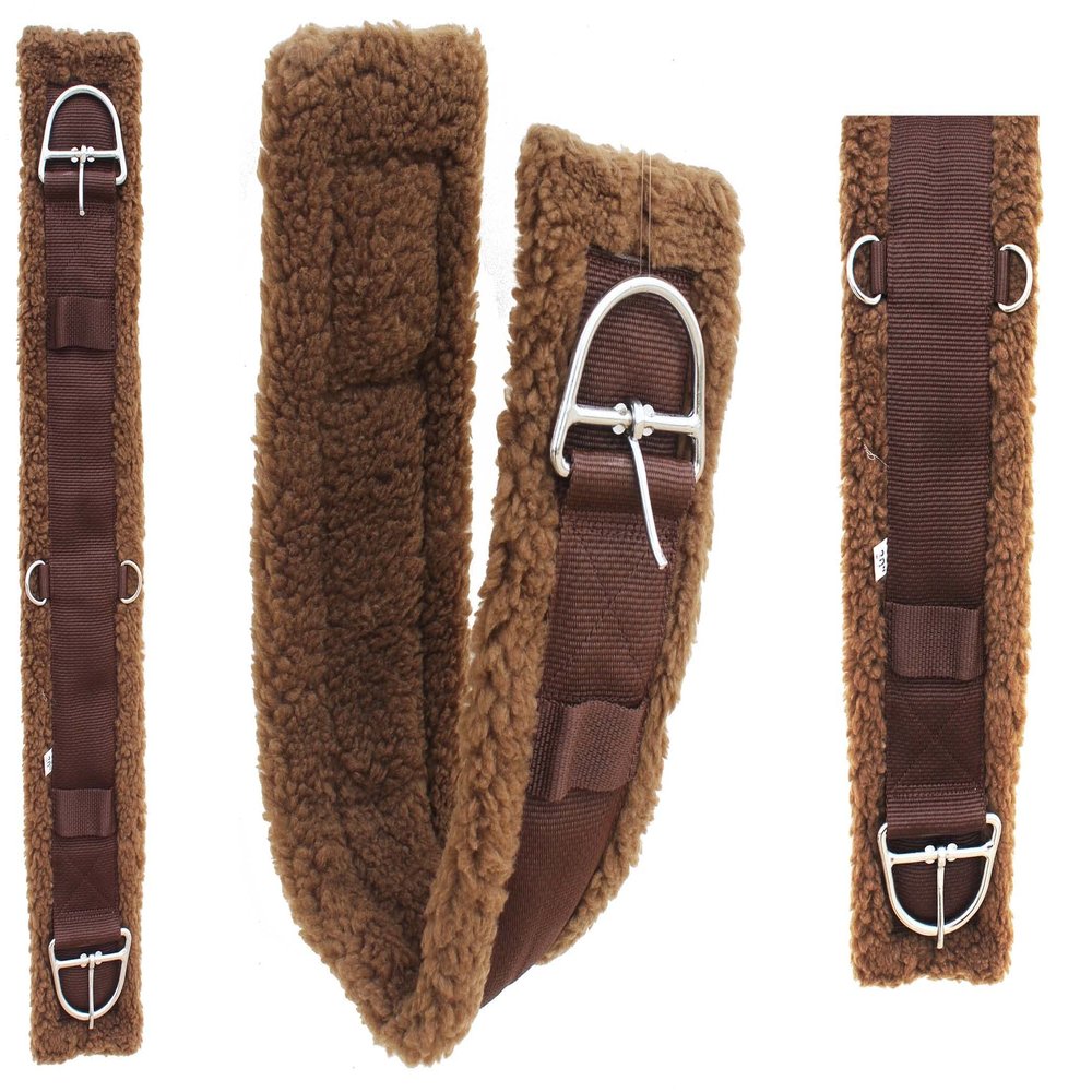 CHALLENGER 32" Western Brown Nylon Webbed Straight Rear Flank Saddle Cinch Fleece 97126BR-32