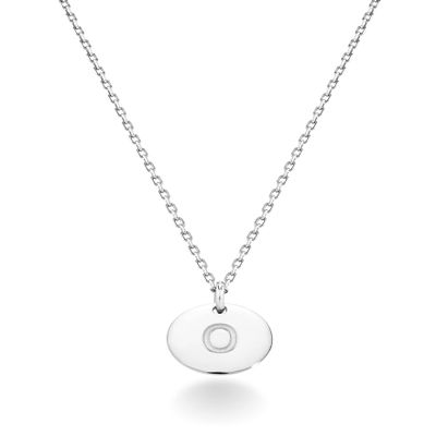 Miabella 925 Sterling Silver or 18K Yellow Gold Plated Dainty Round Initial Pendant Necklace for Women/Adjustable Chain 18 to 20 Inch/Letters A-Z/Made in Italy (O, sterling silver)