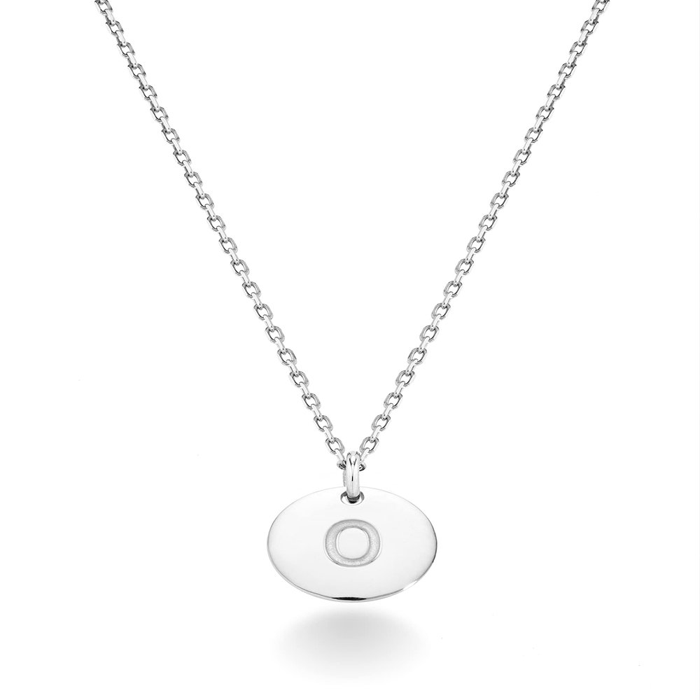 Miabella 925 Sterling Silver or 18K Yellow Gold Plated Dainty Round Initial Pendant Necklace for Women/Adjustable Chain 18 to 20 Inch/Letters A-Z/Made in Italy (O, sterling silver)