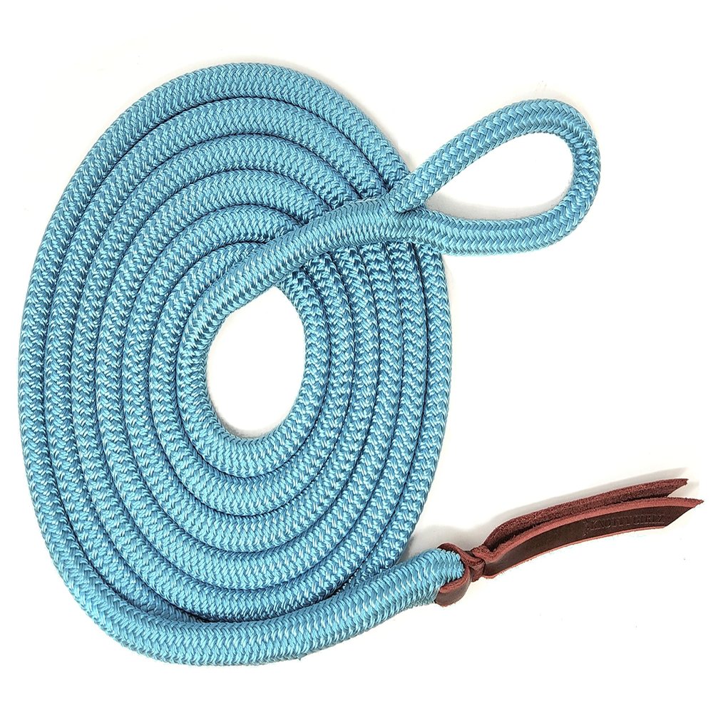 Knotty Girlz Double Braid Lead Rope with Eye Splice Loop, 12-14FT Lengths (Ice Blue, 12 ft.)