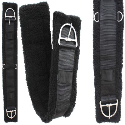 CHALLENGER 36" Western Black Nylon Webbed Straight Rear Flank Saddle Cinch Fleece 97126BK-36