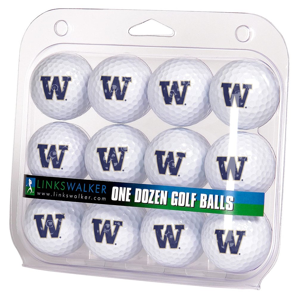 LinksWalker Washington Huskies Golf Balls Gift Pack 12 2-Piece Regulation Size Balls