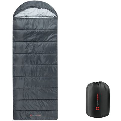 Alpine Swiss 0C (32F) Sleeping Bag Lightweight Waterproof with Compression Sack Adults All Seasons Camping Hiking Backpacking Travel Outdoor Indoor Gray