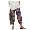 Cotton Linen Pants for Women Cropped Pants Casual Summer Linen Capri Pants Trousers Tapered Ankle Pull-On Fall Elastic view 1