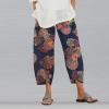 Cotton Linen Pants for Women Cropped Pants Casual Summer Linen Capri Pants Trousers Tapered Ankle Pull-On Fall Elastic view 2