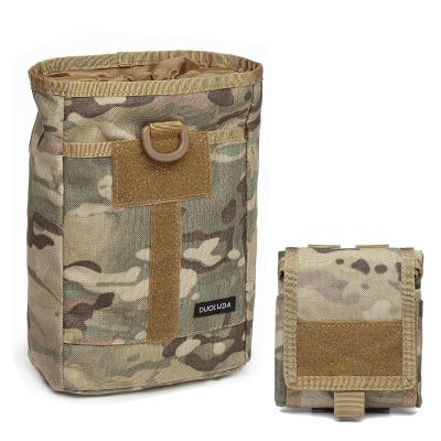 DUOLUDA Tactical Folding Dump Pouch Utility Tool Bag Military Molle Drawstring Ammo Magazine Pouch-EDC Drop Bag for Ammo, Magazines, Range Shooting, Hunting, Outdoor Sports (Multicam)