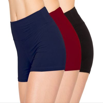 ALWAYS Women Boyshort Underwear Panties - Soft Stretch Boxer Brief Yoga Shorts 3 Pack Black Burgundy Navy 2X Large