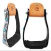 CHALLENGER Horse 5" Black Aluminum Engraved Barrel Racing Saddle Stirrups with Turquoise Stones 51230 view 1