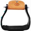 CHALLENGER Horse 5" Black Aluminum Engraved Barrel Racing Saddle Stirrups with Turquoise Stones 51230 view 2