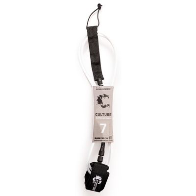 Culture Supply Surfboard Surf Leash (6 Sizes - 5 Colors): 6ft Comp | 6 ft Reg | 7ft | 8ft | 9ft | 10ft (White, 7ft (7mm Cord))