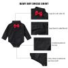 SOBOWO Baby Funeral Outfit Boy Infant Formal Dress Shirt Bodysuit Long Sleeve Button Up One-Piece Romper Jumpsuit Wedding Party 0-24M(18-24 Months, Black) view 3