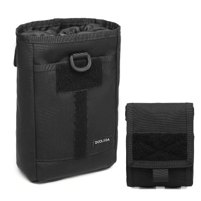 DUOLUDA Tactical Folding Dump Pouch Utility Tool Bag Military Molle Drawstring Ammo Magazine Pouch-EDC Drop Bag for Ammo, Magazines, Range Shooting, Hunting, Outdoor Sports (Black)