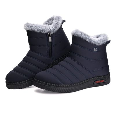 TEMOFON Womens Winter Snow Boots: Warm Fur Lined Ankle Booties Waterproof Slip On Booties Comfortable Outdoor Shoes with Zipper Blue Size 7