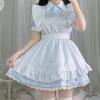 XUNRYAN Women's Two Pieces Outfits Cute Maid Dress with Apron Fancy Dresses Halloween Costume Lolita Dress Ball Gown Light Blue view 2