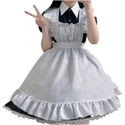 XUNRYAN Women's Two Pieces Outfits Cute Maid Dress with Apron Fancy Dresses Halloween Costume Lolita Dress Ball Gown Black