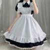 XUNRYAN Women's Two Pieces Outfits Cute Maid Dress with Apron Fancy Dresses Halloween Costume Lolita Dress Ball Gown Black view 2