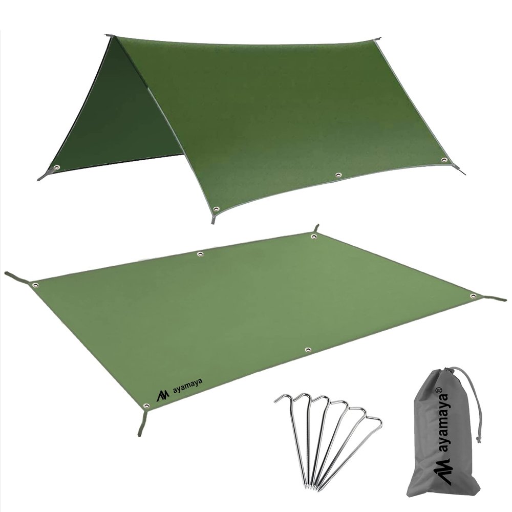 Tent Footprint, AYAMAYA PU 3000 Waterproof Tent Ground Cloth 6FT x 7FT Small Size for 2-3 Person Family Camping Tents Ground Sheet Mat with 6 Tent Stakes for Camping Hiking Picnic Backpacking