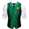 Barry.Wang Men Emerald Green Flower Formal Dress Vest Matched Paisley Tie Set Suit Waistcoat Wedding 5PCS view 1