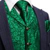 Barry.Wang Men Emerald Green Flower Formal Dress Vest Matched Paisley Tie Set Suit Waistcoat Wedding 5PCS view 3