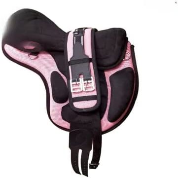 WILD RACE Freemax Saddle Treeless Saddle with Matching Girth (12'', Pink)