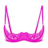 ACSUSS Womens Sheer Lace Lingerie 1/4 Cups Underwire Bras Bare Exposed Breast Push Up Bra Tops Rose X-Large view 1