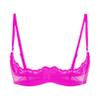 ACSUSS Womens Sheer Lace Lingerie 1/4 Cups Underwire Bras Bare Exposed Breast Push Up Bra Tops Rose X-Large view 2