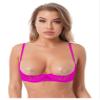 ACSUSS Womens Sheer Lace Lingerie 1/4 Cups Underwire Bras Bare Exposed Breast Push Up Bra Tops Rose X-Large view 3