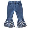 Children Toddler Kids Baby Girls Flare Pants Denim Tassel Clothes Jeans Pants Elastic Pants (Blue, 5-6 Years) view 1
