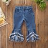 Children Toddler Kids Baby Girls Flare Pants Denim Tassel Clothes Jeans Pants Elastic Pants (Blue, 5-6 Years) view 4