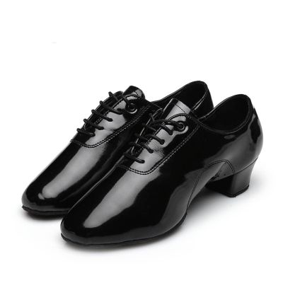 Shoes Boys Modern Dance Shoes Prom Ballroom Latin Dance Shoes Solid Color Lace Up Leather Boy's Winter Boots (Black, 34)