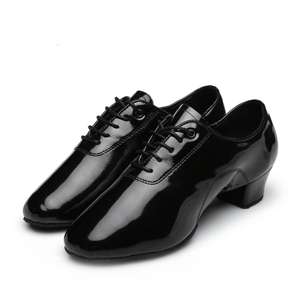 Shoes Boys Modern Dance Shoes Prom Ballroom Latin Dance Shoes Solid Color Lace Up Leather Boy's Winter Boots (Black, 34)