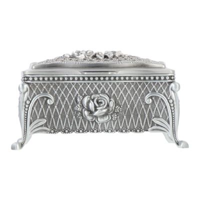 Cabilock Zinc Alloy Vintage Jewelry Box Embossed Design Elegant Storage Case for Earrings and Treasures for Home Decor and Special Occasions