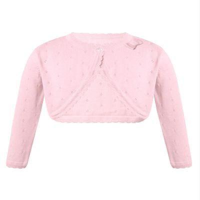 Jhaoyu Kids Girls Knit Long Sleeve One Button Bolero Shrugs Cardigan Sweater Cover-Up for Wedding Party Casual Dress Pink 13 Years
