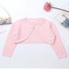Jhaoyu Kids Girls Knit Long Sleeve One Button Bolero Shrugs Cardigan Sweater Cover-Up for Wedding Party Casual Dress Pink 13 Years view 3