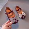 Summer and Autumn Fashion Girls Casual Shoes Bow Rhinestones Flat Bottom Dress Nation Shoes for (Wine, 2-2.5 Years) view 3