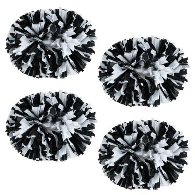 Supkiir 4Pcs Cheerleading Pom Poms for Cheerleader Costume Women, 2 Pair Cheer Pompoms for Boy Girl School Sports Games Team Spirit Cheering Dancing (Black White)