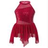 Moily Big Girls Sequins Ballet Latin Lyrical Dance Dress Halter Cutout Back Leotard Irregular Skirts Burgundy 8 view 1