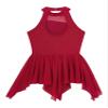 Moily Big Girls Sequins Ballet Latin Lyrical Dance Dress Halter Cutout Back Leotard Irregular Skirts Burgundy 8 view 4